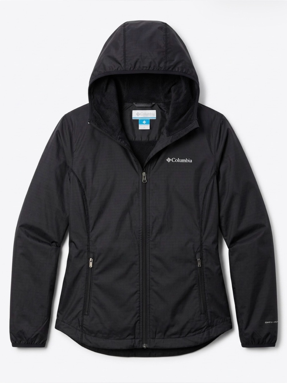 Columbia Women's Fleece Lined Windbreaker Hood Full Zip Pockets